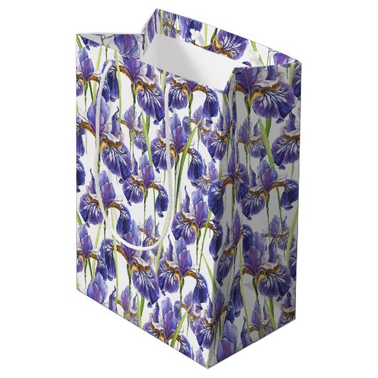 Paarse Iris Flowers Medium Cadeauzakje (Achterkant Gekanteld)