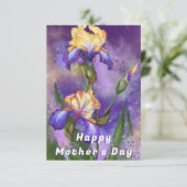 Paarse Iris Flowers Moederdag Kaart (Staand voorkant)