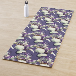 Paarse Iris Flowers Natuur Patroon Yogamat