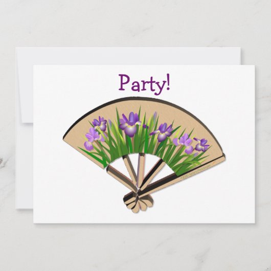 Paarse Iris Flowers op Japans Fan Design Kaart (Voorkant)