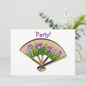 Paarse Iris Flowers op Japans Fan Design Kaart (Staand voorkant)