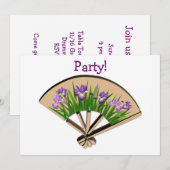 Paarse Iris Flowers op Japans Fan Design Kaart (Voorkant / Achterkant)