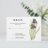 Paarse Iris Flowers RSVP Kaartje (Staand voorkant)