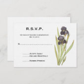 Paarse Iris Flowers RSVP Kaartje (Voorkant / Achterkant)