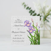 Paarse Iris Flowers van de Lente sparen de Datum Save The Date (Staand voorkant)