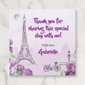 Paarse Iris Franse Dank Je Wel Bedankjes Labels (Voorkant)