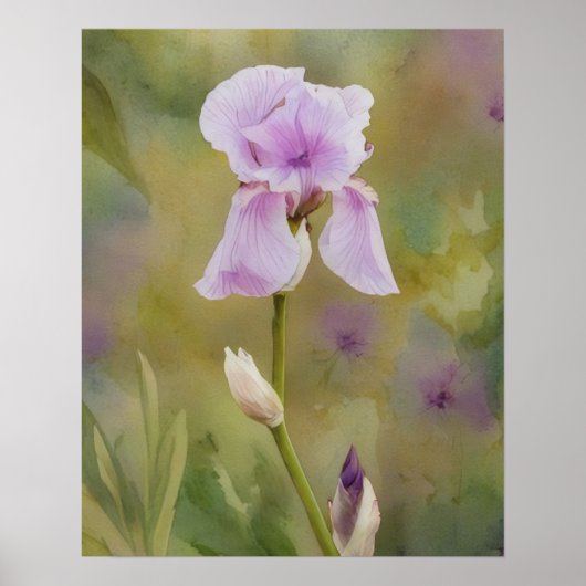 Paarse Iris Garden Art Flower Floral Poster (Voorkant)