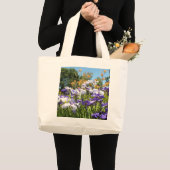 Paarse Iris Garden Bag Grote Tote Bag (Voorkant (product))