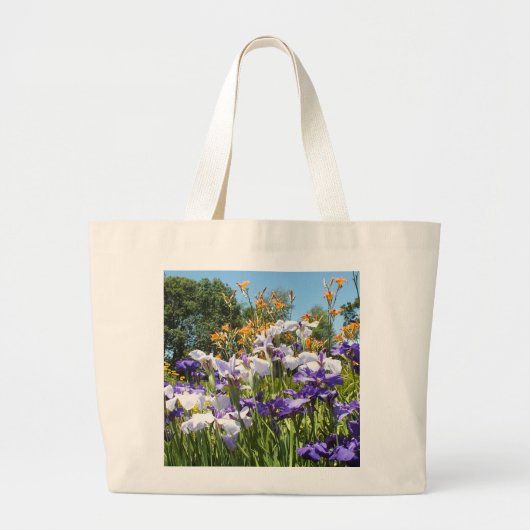 Paarse Iris Garden Bag Grote Tote Bag (Voorkant)