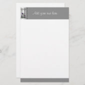 Paarse Iris Garden Gate Stationery met zilver Briefpapier (Voorkant / Achterkant)