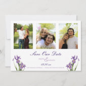 Paarse Iris Garden Photo Save the Date (Voorkant)