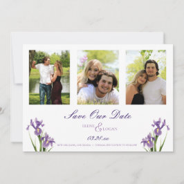 Paarse Iris Garden Photo Save the Date