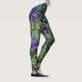 Paarse Iris Garden Print-All-Over Leggings