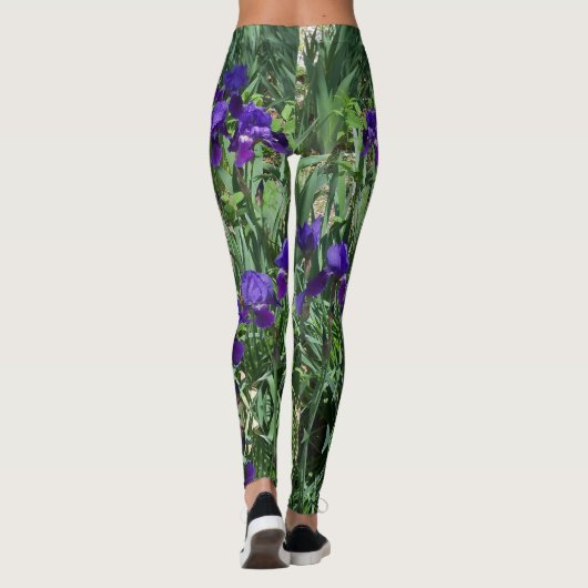 Paarse Iris Garden Print-All-Over Leggings (Achterkant)