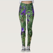 Paarse Iris Garden Print-All-Over Leggings (Voorkant)