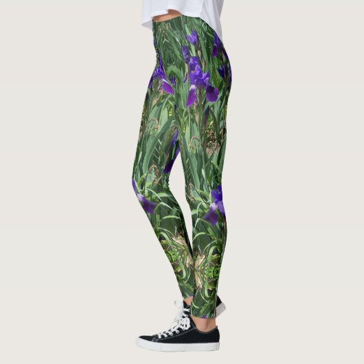 Paarse Iris Garden Print-All-Over Leggings (Links)