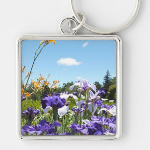 Paarse Iris Garden Sleutelhanger