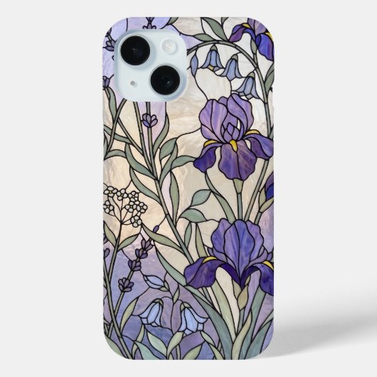 Paarse Iris Gebrandschilderde Botanische Bloem Case-Mate iPhone Case (Achterkant)
