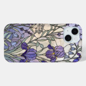 Paarse Iris Gebrandschilderde Botanische Bloem Case-Mate iPhone Case (Achterkant (horizontaal))