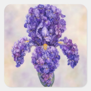 Paarse Iris Gemaakt van Velen Vierkante Sticker