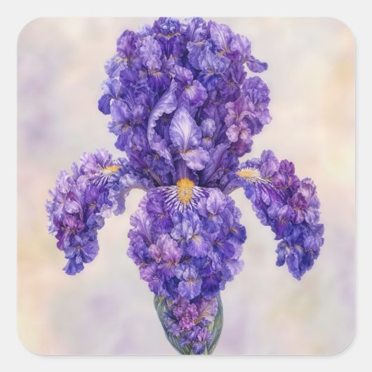 Paarse Iris Gemaakt van Velen Vierkante Sticker (Voorkant)