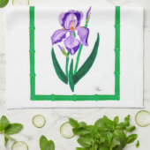 Paarse Iris (Green Trim) 16 x 24-inch handdoek (Gevouwen)