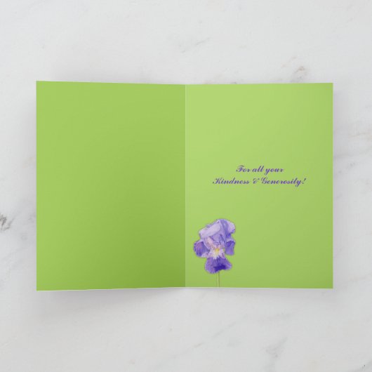 Paarse Iris groen dank u kaart (Binnen)