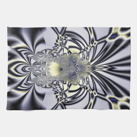 Paarse Iris Heilige Geometrie Fractale Kunst Theedoek (Horizontaal)