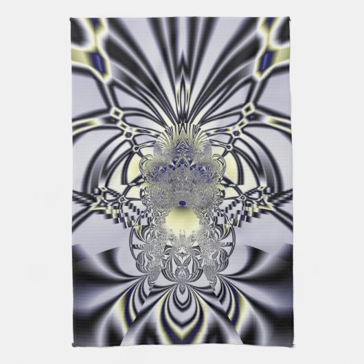 Paarse Iris Heilige Geometrie Fractale Kunst Theedoek (Verticaal)