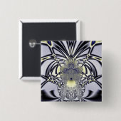 Paarse Iris Heilige Geometrie Fractale Kunst Vierkante Button 5,1 Cm (Voorkant /achterkant)