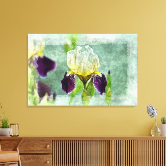 Paarse Iris Impressionist Floral Painting Art Canvas Afdruk (Insitu (Woonkamer))
