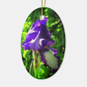 Paarse iris in de zomer keramisch ornament (Links)