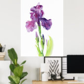 Paarse Iris in Lichte Waterverf Poster (Thuiskantoor)