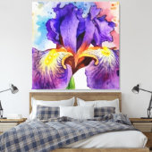 Paarse iris in Waterverf Canvas Afdruk (Insitu (Slaapkamer))