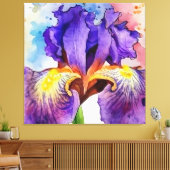 Paarse iris in Waterverf Canvas Afdruk (Insitu (Woonkamer))