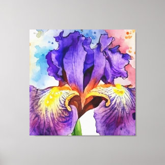 Paarse iris in Waterverf Canvas Afdruk