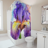 Paarse iris in Waterverf Douchegordijn (In situ)