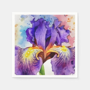 Paarse iris in Waterverf Servet
