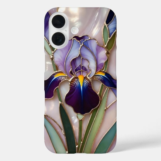 Paarse Iris iPhone Hoesje Gebrandschilderd Elegant (Achterkant)