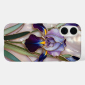 Paarse Iris iPhone Hoesje Gebrandschilderd Elegant (Achterkant (horizontaal))