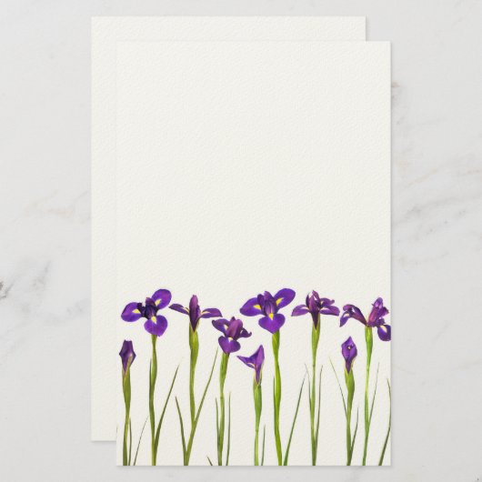 Paarse IRIS - Iris Flower Gepersonaliseerd Sjabloo Briefpapier (Voorkant / Achterkant)