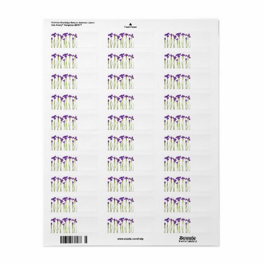 Paarse IRIS - Iris Flower Gepersonaliseerd Sjabloo Etiket (Full Sheet)