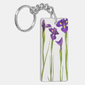 Paarse IRIS - Iris Flower Gepersonaliseerd Sjabloo Sleutelhanger (Voorkant Links)