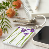 Paarse IRIS - Iris Flower Gepersonaliseerd Sjabloo Sleutelhanger (Voorkant Rechts)