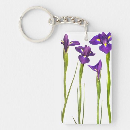 Paarse IRIS - Iris Flower Gepersonaliseerd Sjabloo Sleutelhanger (Voorkant)