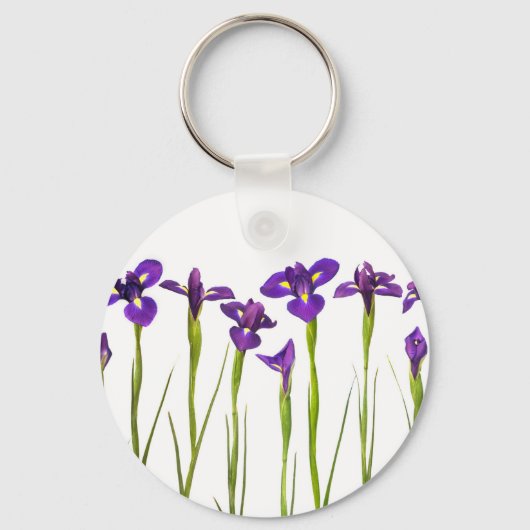 Paarse IRIS - Iris Flower Gepersonaliseerd Sjabloo Sleutelhanger (Voorkant)