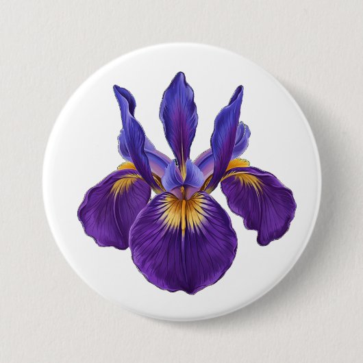 paarse iris, iriscultuur, waterverf bloem ronde button 7,6 cm (Voorkant)
