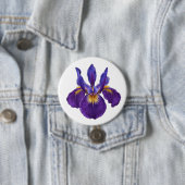 paarse iris, iriscultuur, waterverf bloem ronde button 7,6 cm (In situ)