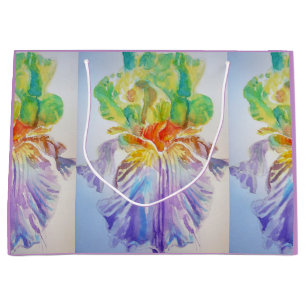 Paarse Iris Irises Floral Waterverf Gift Bag Groot Cadeauzakje