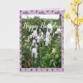 Paarse Iris irises Garden Happy Birthday Name Kaar Kaart (Gele Bloem)
